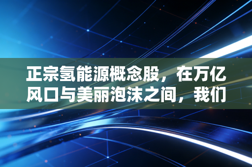 正宗氢能源概念股,在万亿风口与美丽泡沫之间,我们该如何寻找真正的氢能茅台?