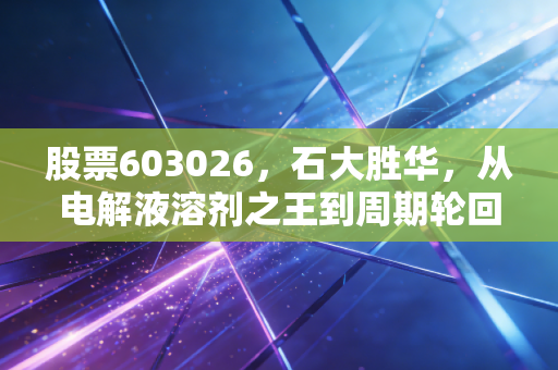 股票603026,石大胜华,从电解液溶剂之王到周期轮回,这只化工龙头还值得死守吗?