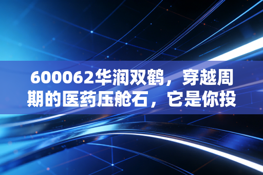 600062华润双鹤,穿越周期的医药压舱石,它是你投资组合里的安全气囊吗?