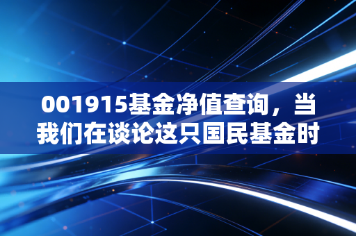001915基金净值查询,当我们在谈论这只国民基金时,我们在谈论什么?