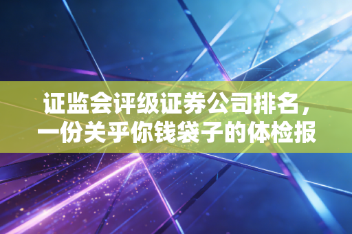 证监会评级证券公司排名，一份关乎你钱袋子的体检报告，别只盯着佣金看
