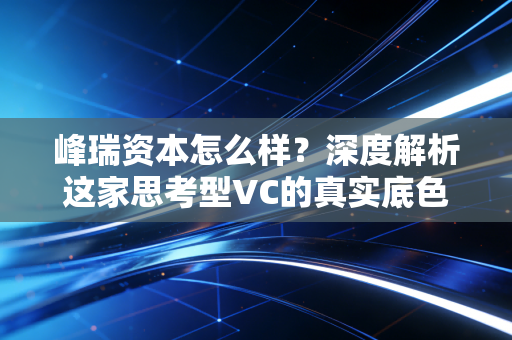 峰瑞资本怎么样?深度解析这家思考型VC的真实底色与投资哲学