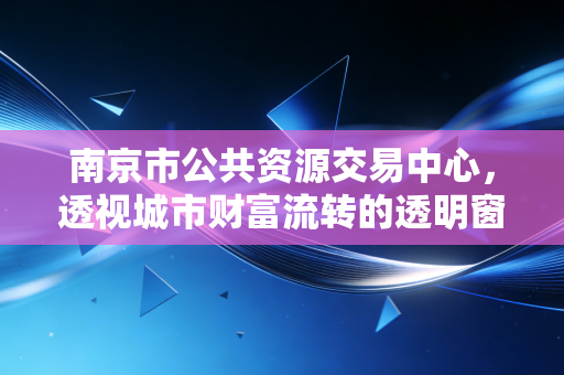 南京市公共资源交易中心，透视城市财富流转的透明窗口与经济脉搏