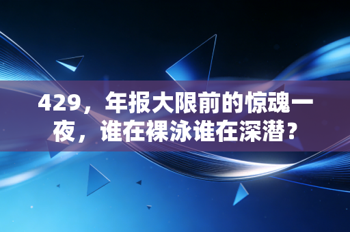 429,年报大限前的惊魂一夜,谁在裸泳谁在深潜?