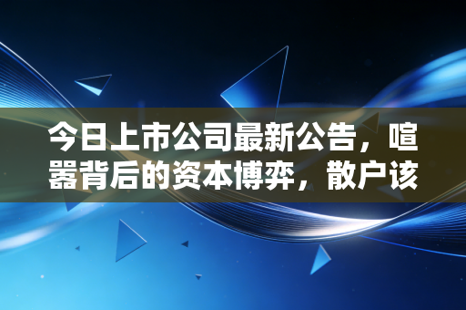 今日上市公司最新公告,喧嚣背后的资本博弈,散户该如何避开信息差陷阱?