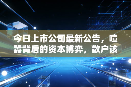 今日上市公司最新公告，喧嚣背后的资本博弈，散户该如何避开信息差陷阱？