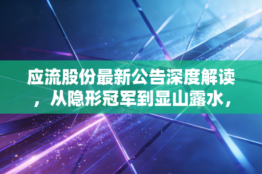 应流股份最新公告深度解读,从隐形冠军到显山露水,高端制造这盘棋到底该怎么下?