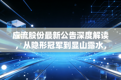 应流股份最新公告深度解读，从隐形冠军到显山露水，高端制造这盘棋到底该怎么下？