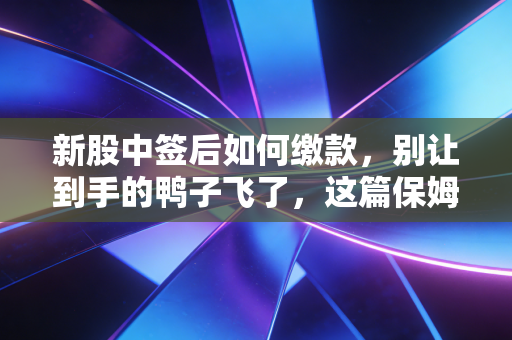 新股中签后如何缴款，别让到手的鸭子飞了，这篇保姆级教程请收好