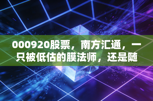 000920股票,南方汇通,一只被低估的膜法师,还是随波逐流的环保股?