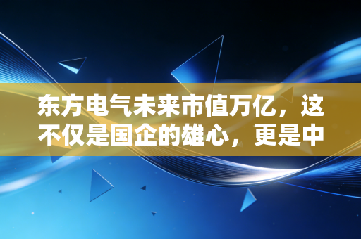 东方电气未来市值万亿，这不仅是国企的雄心，更是中国能源转型的必答题