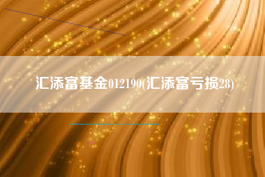 汇添富基金012190(汇添富亏损28)