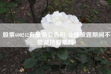股票600242有最新公告吗(业绩披露期间不能减持股票吗)