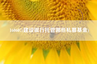 160607(建设银行托管哪些私募基金)