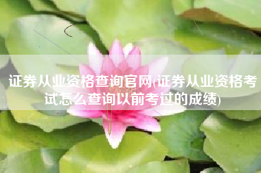 证券从业资格查询官网(证券从业资格考试怎么查询以前考过的成绩)
