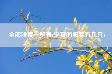 全部股票一览表(宁夏的股票有几只)