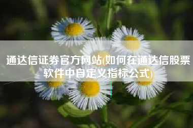 通达信证券官方网站(如何在通达信股票软件中自定义指标公式)