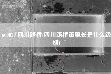 600039 四川路桥(四川路桥董事长是什么级别)