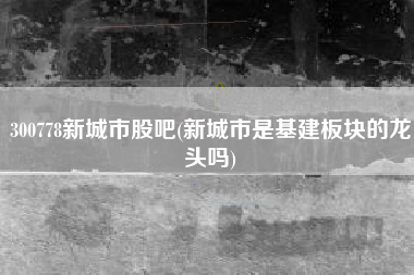 300778新城市股吧(新城市是基建板块的龙头吗)