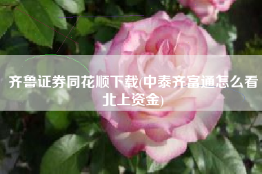 齐鲁证券同花顺下载(中泰齐富通怎么看北上资金)