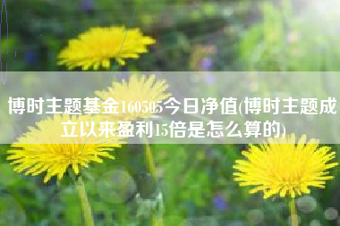 博时主题基金160505今日净值(博时主题成立以来盈利15倍是怎么算的)