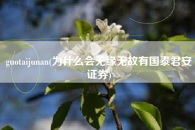 guotaijunan(为什么会无缘无故有国泰君安证券)
