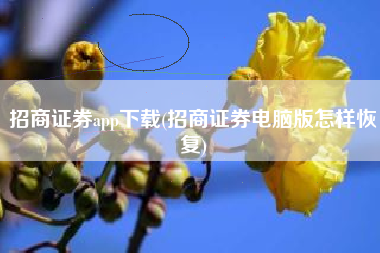 招商证券app下载(招商证券电脑版怎样恢复)