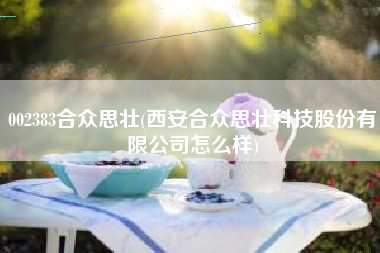 002383合众思壮(西安合众思壮科技股份有限公司怎么样)