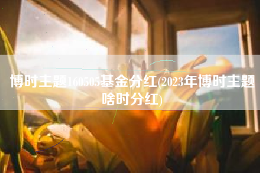 博时主题160505基金分红(2023年博时主题啥时分红)
