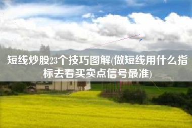短线炒股23个技巧图解(做短线用什么指标去看买卖点信号最准)
