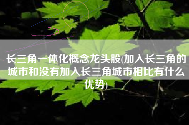 长三角一体化概念龙头股(加入长三角的城市和没有加入长三角城市相比有什么优势)