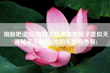 淘股吧论坛(如何下载淘股吧帖子类似天涯帖子下载器1类的东西有木有)