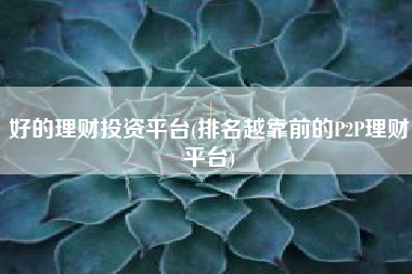 好的理财投资平台(排名越靠前的P2P理财平台)
