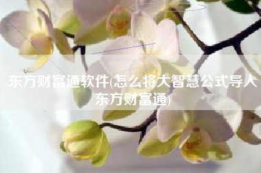 东方财富通软件(怎么将大智慧公式导入东方财富通)