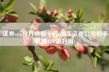 证券app排行榜前十名(哪家证券公司的手机端APP最好用)