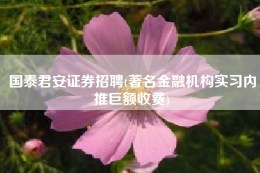 国泰君安证券招聘(著名金融机构实习内推巨额收费)