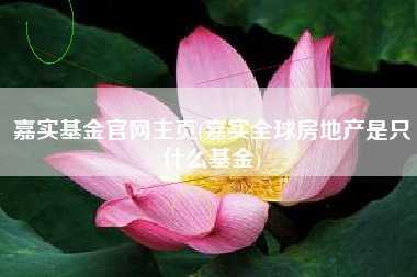 嘉实基金官网主页(嘉实全球房地产是只什么基金)