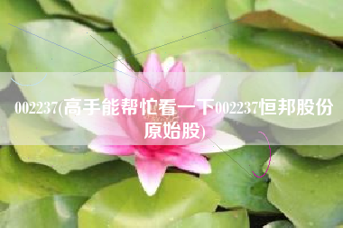 002237(高手能帮忙看一下002237恒邦股份原始股)