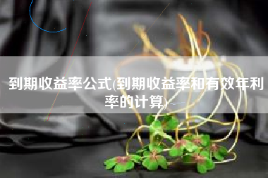 到期收益率公式(到期收益率和有效年利率的计算)