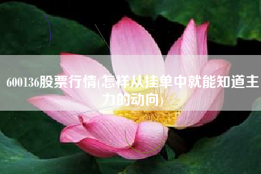 600136股票行情(怎样从挂单中就能知道主力的动向)