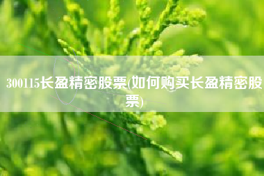 300115长盈精密股票(如何购买长盈精密股票)