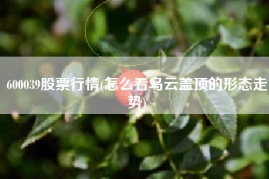 600039股票行情(怎么看乌云盖顶的形态走势)