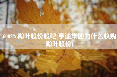 600226瀚叶股份股吧(亨通集团为什么收购瀚叶股份)