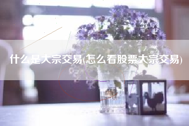 什么是大宗交易(怎么看股票大宗交易)