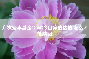 广发聚丰基金270005今日净值估值(怎么不能赎回)