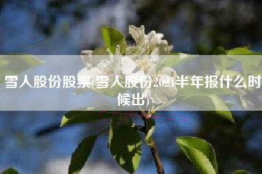 雪人股份股票(雪人股份2021半年报什么时候出)