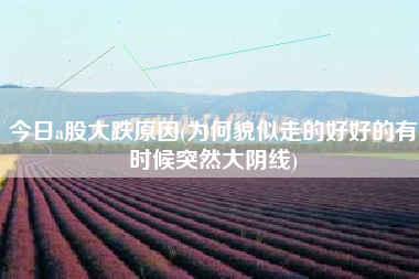 今日a股大跌原因(为何貌似走的好好的有时候突然大阴线)