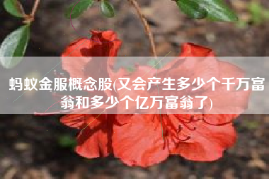 蚂蚁金服概念股(又会产生多少个千万富翁和多少个亿万富翁了)