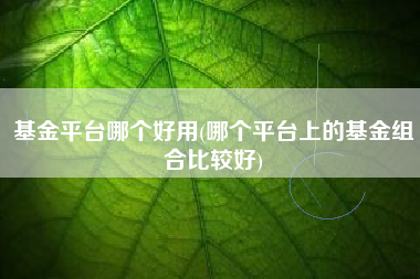 详细阅读:基金平台哪个好用(哪个平台上的基金组合比较好) 基金平台哪个好用(哪个平台上的基金组合比较好)