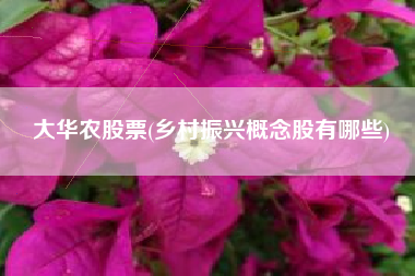 详细阅读:大华农股票(乡村振兴概念股有哪些) 大华农股票(乡村振兴概念股有哪些)